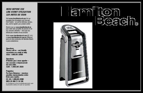 Hamilton Beach Smooth Touch Electric Can Opener, Black