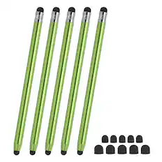 Front. Unique Bargains - 5pcs Stylus Pens 2 in 1 High Sensitivity Universal Pen Capacitive Stylus for Phone Tablets Laptop Touch Screen Devices - Green.