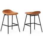 Front. Simpli Home - Dafney Counter Height Stool (Set of 2) - Camel Brown.