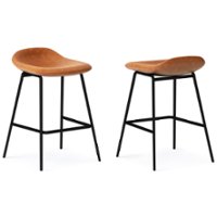 Simpli Home - Dafney Counter Height Stool (Set of 2) - Camel Brown - Front_Zoom