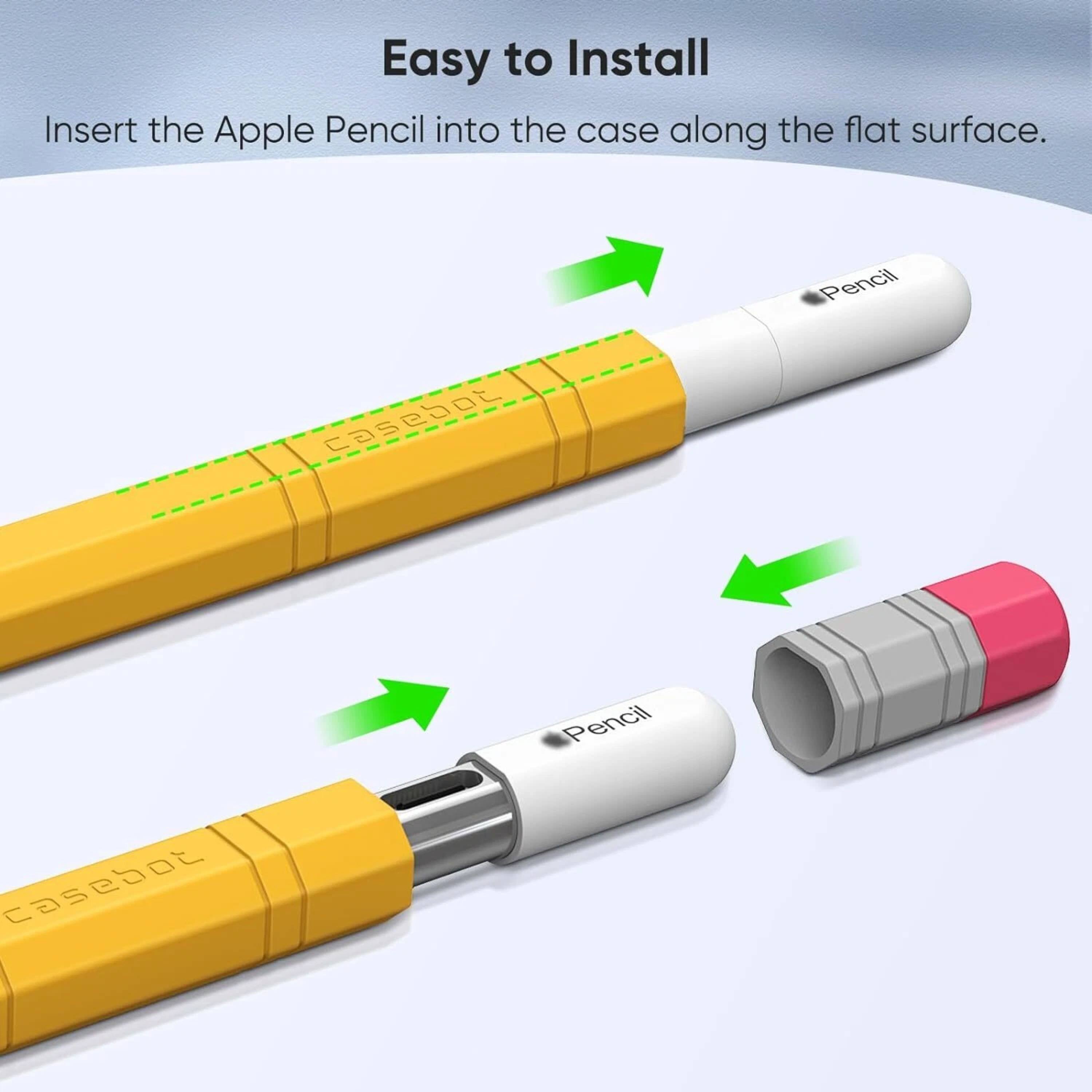 Easy to Install  
Insert the Apple Pencil into the case along the flat surface.