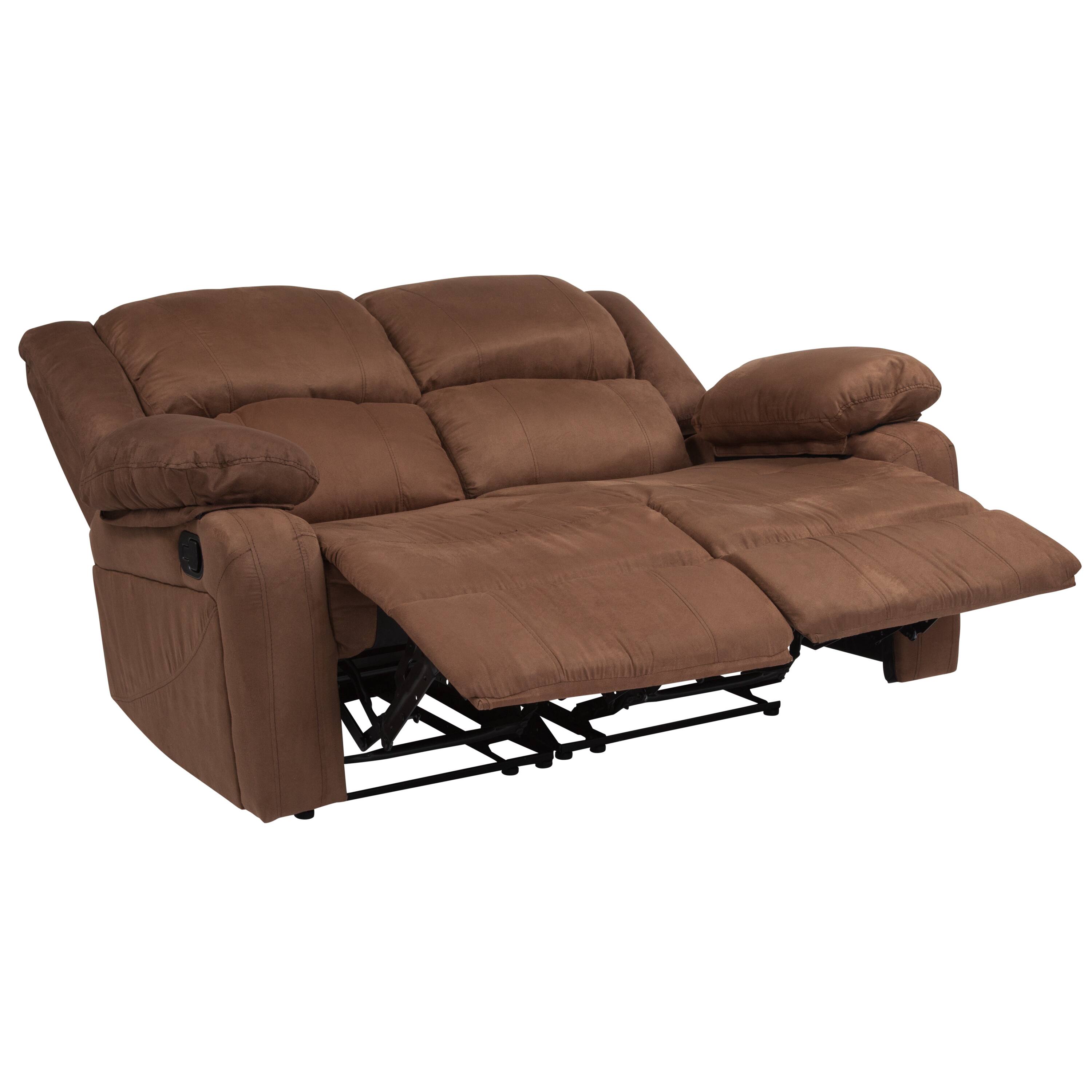 Alt View 7. Emma + Oliver - Bustle Back Loveseat with Two Built-In Recliners - Chocolate Brown Microfiber.