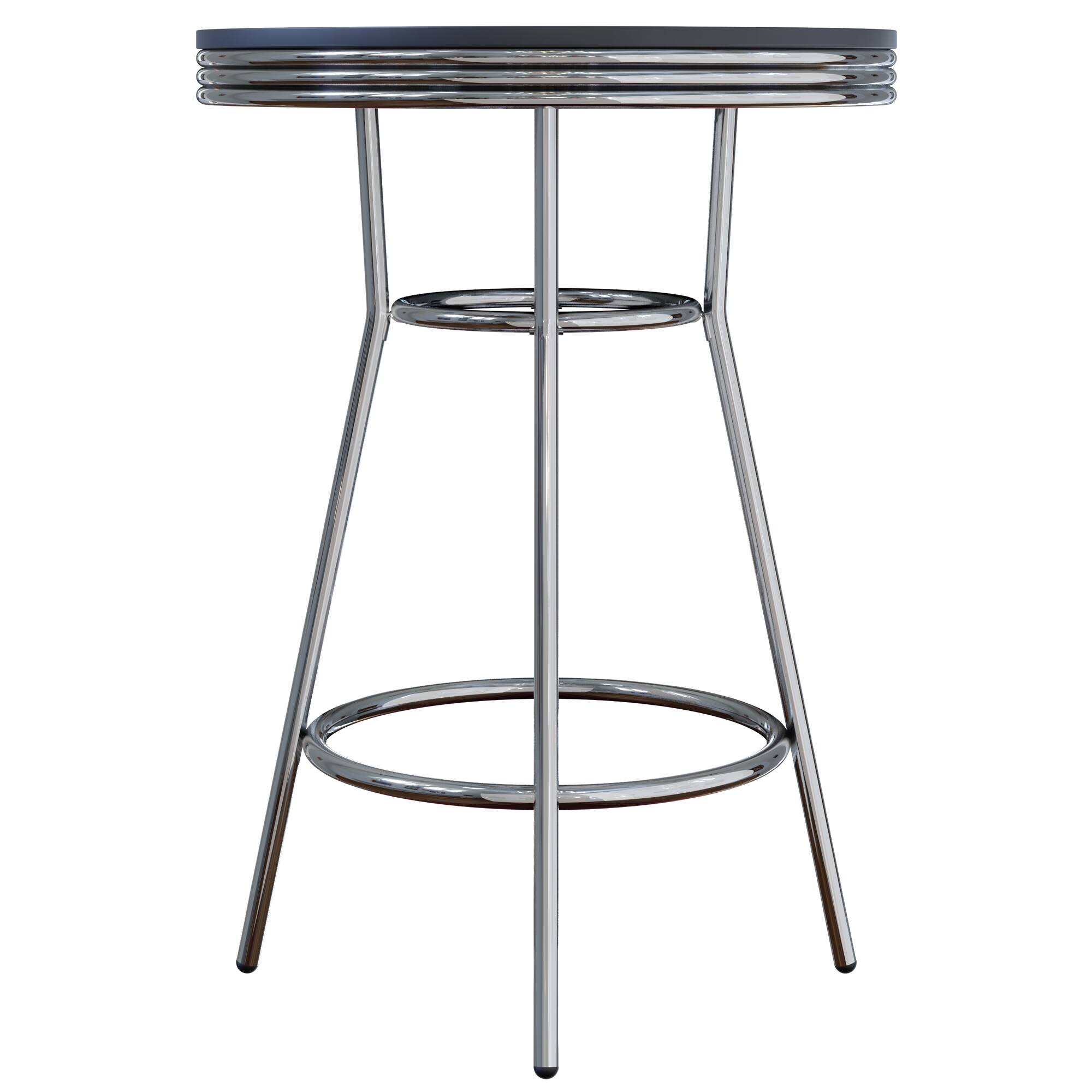 Alt View 3. Winsome Wood - Summit Round High Table - Black/Bright Chrome.