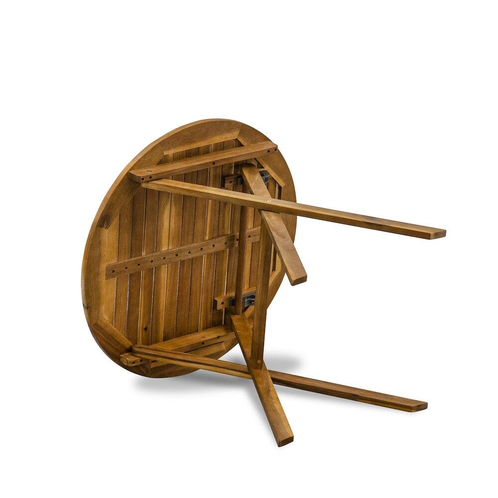 Angle. East West Furniture - MNCN3C5NA 3-Pc Patio Outdoor Dining Table Set Consists of a Folding Camping Table and 2 Outdoor Patio Chairs - Natural - Natural Oil.