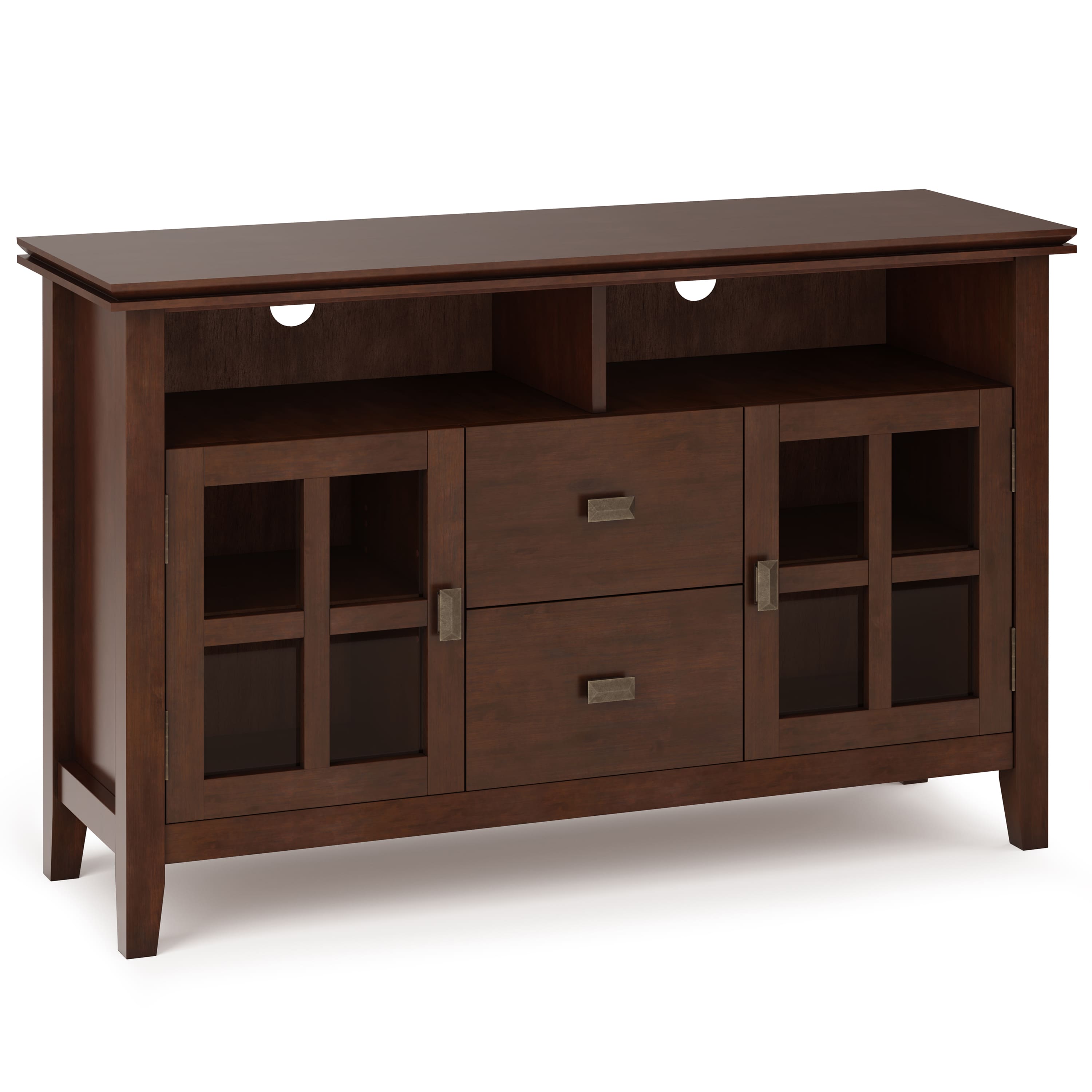 Front. Simpli Home - Artisan solid wood 48 inch Wide Contemporary TV Media Stand For TVs up to 55 inches - Russet Brown.