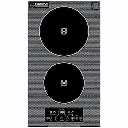 Equator - 12" Built-In/Freestanding | 2 Burner VERTICAL Induction Electric Cooktop Touch Control | Auto Power Sharing 110V - Black