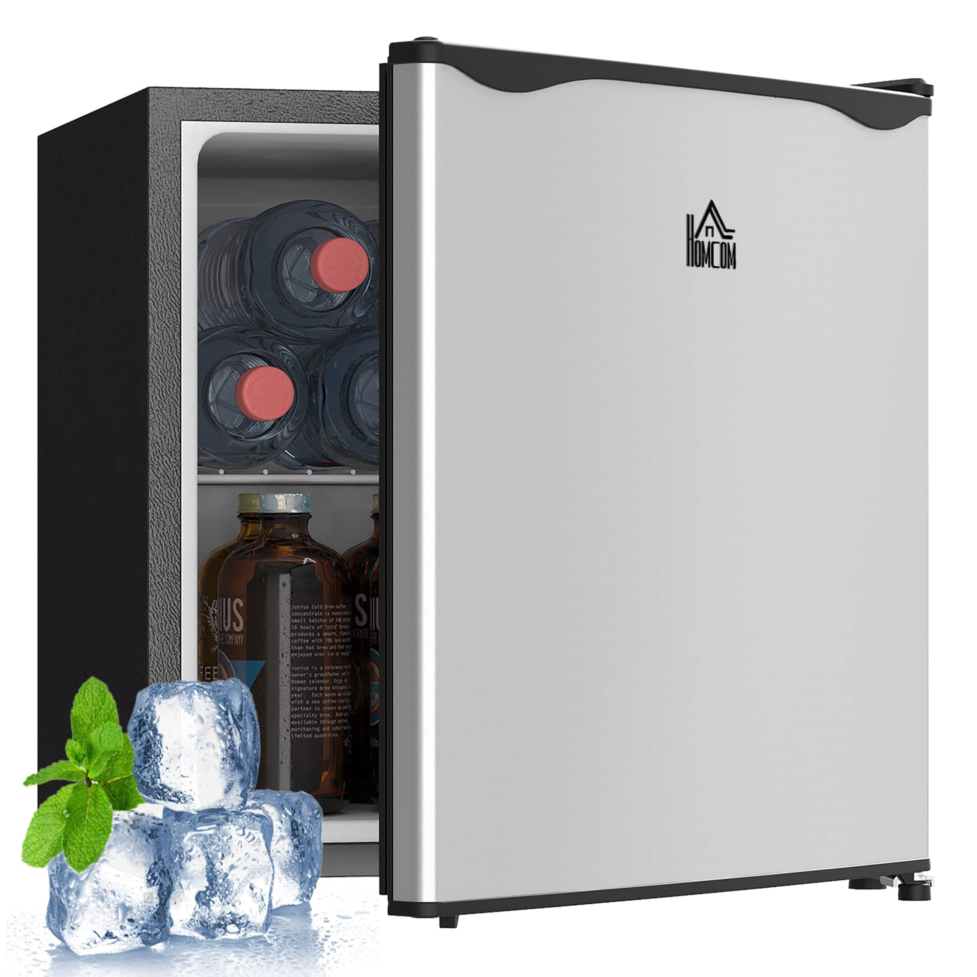 Homcom - 1.1 Cu.Ft Mini Compact Upright Freezer with Removable Shelves, Reversible Door for Home, Apartment and Office - Silver