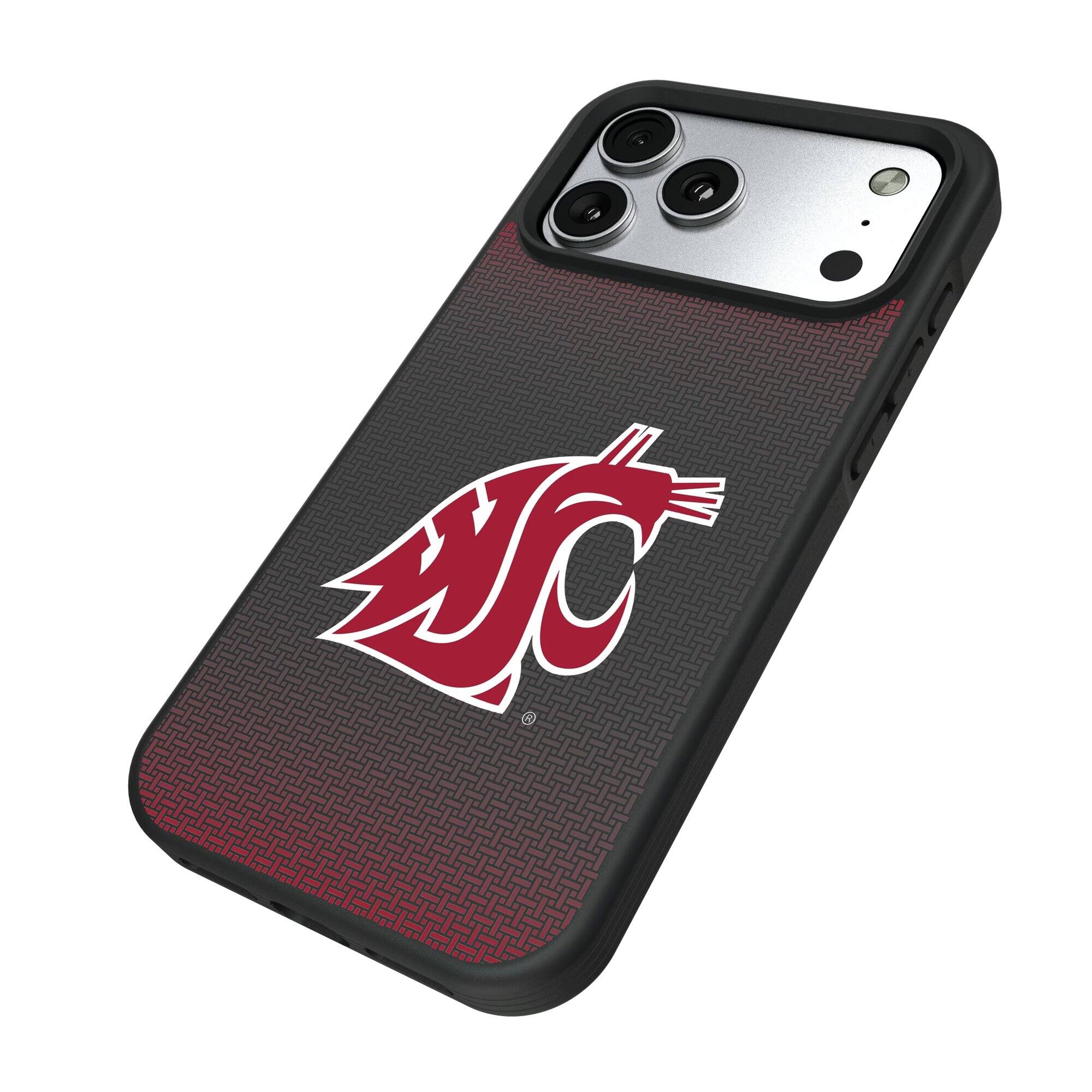 Alt View 1. Keyscaper - Washington State Cougars Linen Logo iPhone Bump Case - 14 Pro - Black.