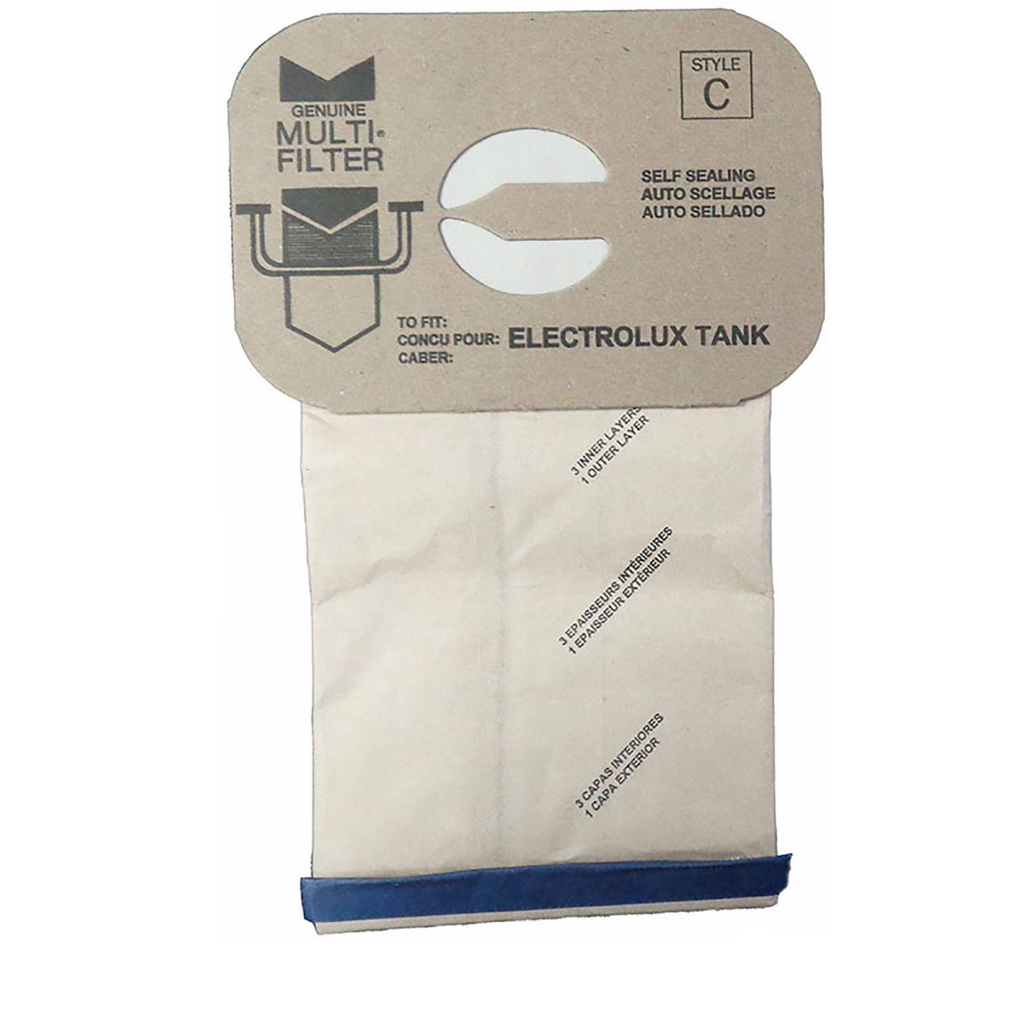 GENUINE MULTI FILTER STYLE C  
SELF SEALING AUTO SCELLAGE AUTO SELLADO  
TO FIT: CONCU POUR: ELECTROLUX TANK  
CABER:  
LAYER INNER 3 - EXTERIEUR EPAISSEURS n - CAPAS EXTERIOR 3 CAPA
