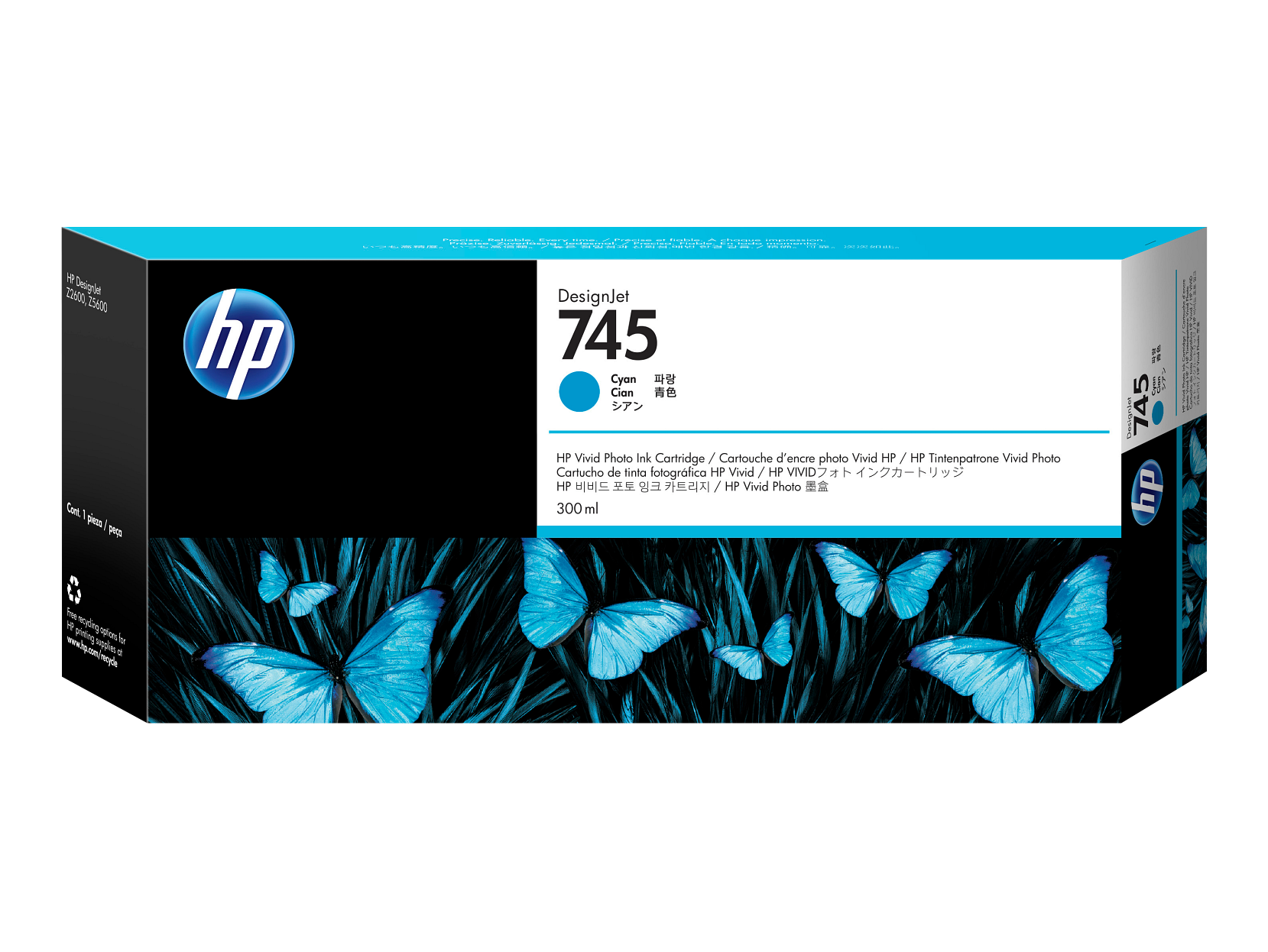 Sure, here is the corrected and grouped text from the image:

---

**HP DesignJet 745**

**Cyan / Cian / 青色 / シアン**

**HP Vivid Photo Ink Cartridge / Cartouche d'encre photo Vivid HP / HP Tintenpatrone Vivid Photo / HP VMD MD / HP Vivid Photo 300 ml**

**Cont. 1 pieza / pièce / pcs / 1 Stück / 1 ชิ้น / 1 개 / 1 ชิ้น / 1 ชิ้น / 1 ชิ้น / 1 ชิ้น / 1 ชิ้น / 1 ชิ้น / 1 ชิ้น / 1 ชิ้น / 1 ชิ้น / 1 ชิ้น / 1 ชิ้น / 1 ชิ้น / 1 ชิ้น / 1 ชิ้น / 1 ชิ้น / 1 ชิ้น / 1 ชิ้น / 1 ชิ้น /