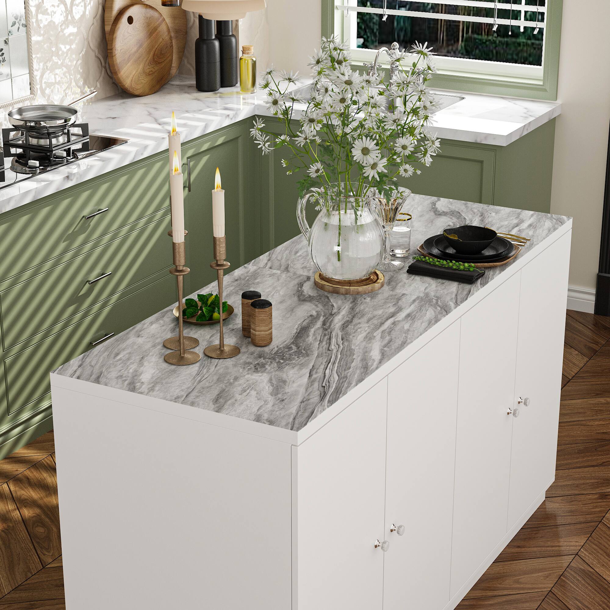 Alt View 9. Famapy - Famapy Modern Kitchen Island & Storage Cabinet: Transform Your Culinary Space - White.