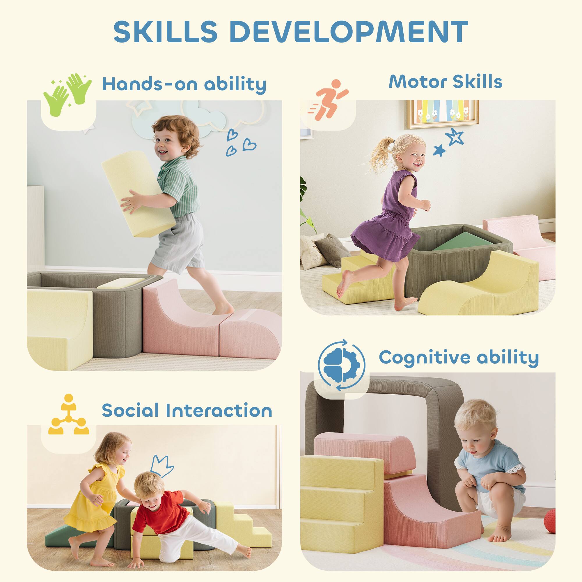 SKILLS DEVELOPMENT

- Hands-on ability
- Motor Skills
- Cognitive ability
- Social Interaction