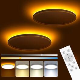 Veranti - 12-Inch LED Ceiling Light with Remote, Amber Night Light, 3 CCT and Dimming - White