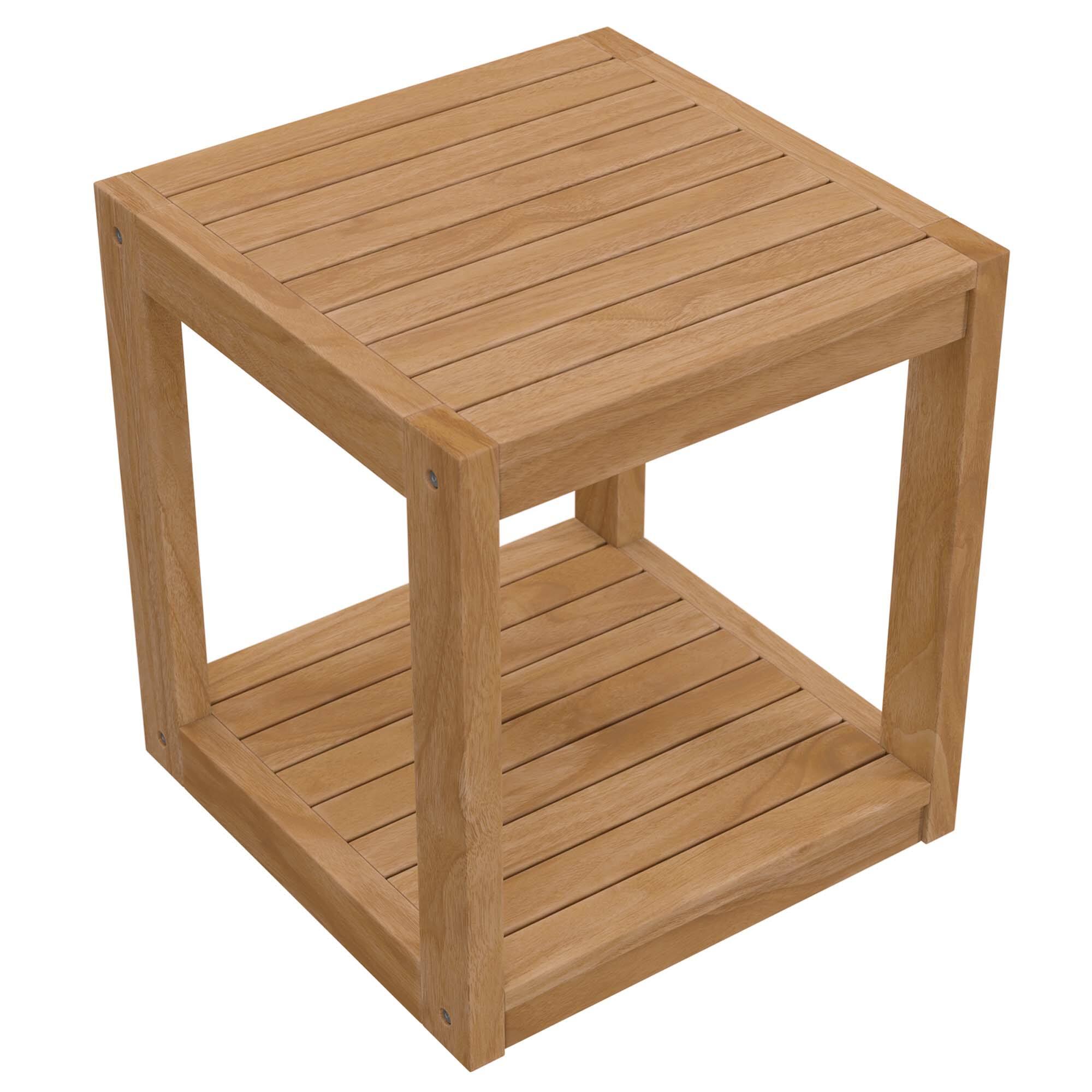 Alt View 1. Modway - Carlsbad Teak Wood Outdoor Patio Side Table by Modway - Natural.