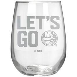 Great American Products - New York Islanders Etched 17oz. Rally Cry Stemless Wine Glass - Multicolor
