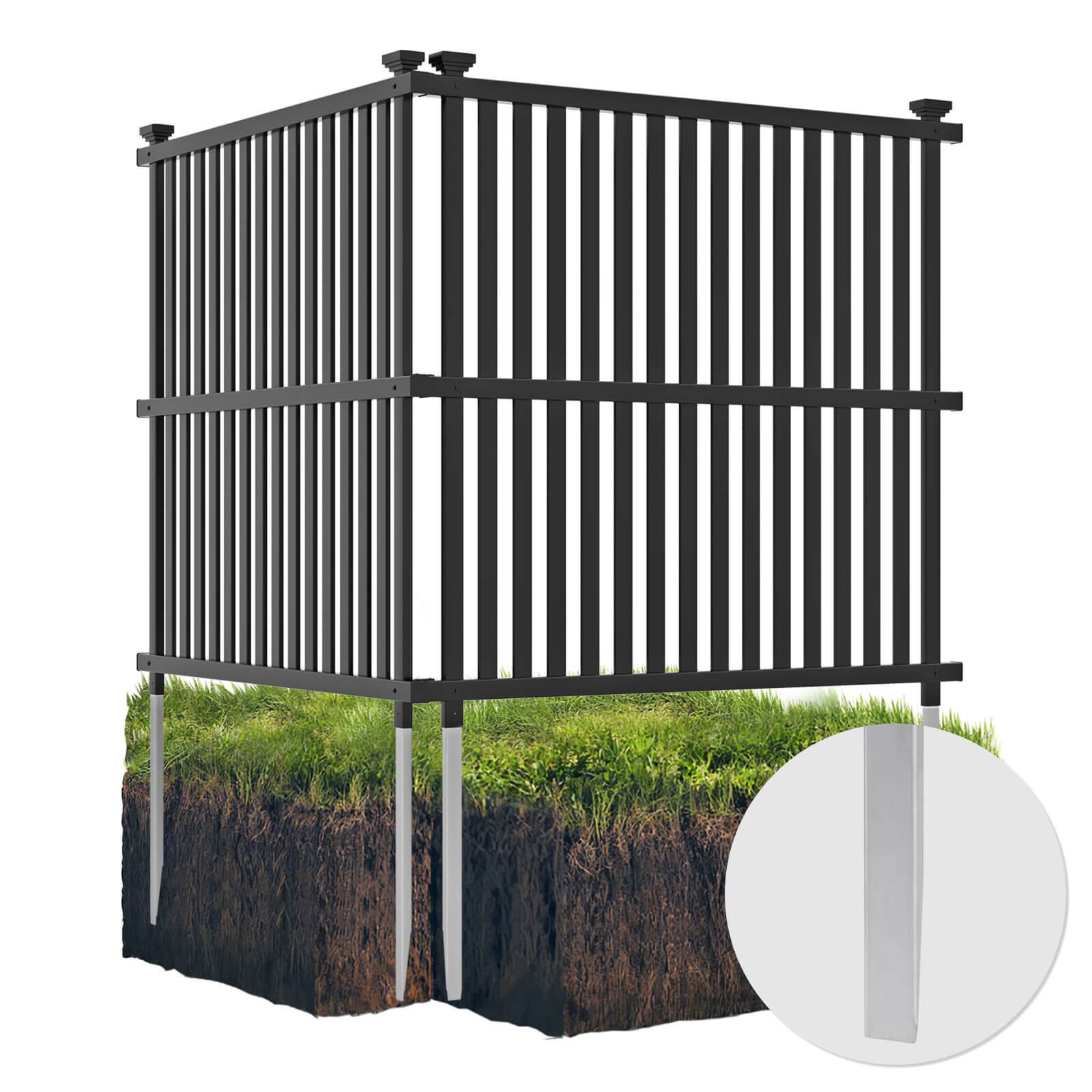 Alt View 1. Costway - 2 PCS Air Conditioner Fence Panels with Metal Ground Stakes No Dig Trash Can Enclosure - Black.
