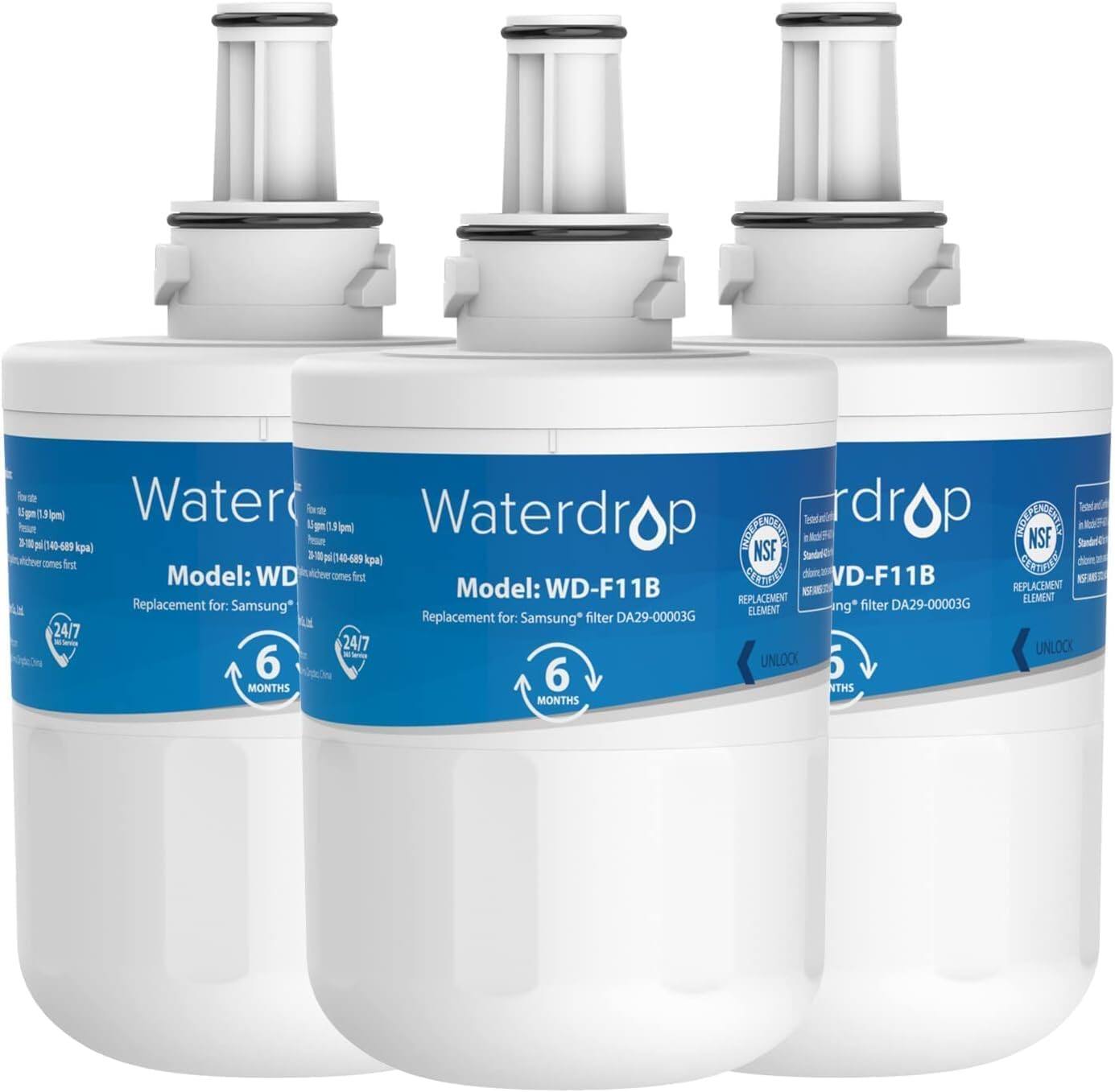 Waterdrop - WD-DA29-00003G-3 Refrigerator Water Filter 3-Pack - White