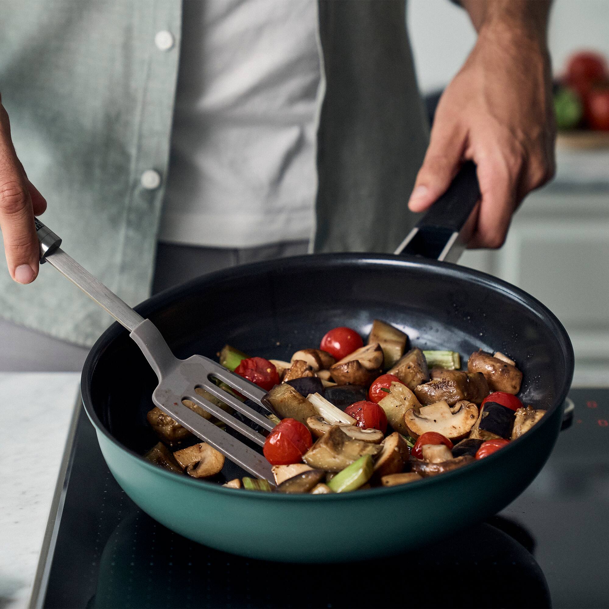 Alt View 1. ZWILLING - ZWILLING Pure 11-inch Stainless Steel Ceramic Nonstick Fry Pan, Green - Green.