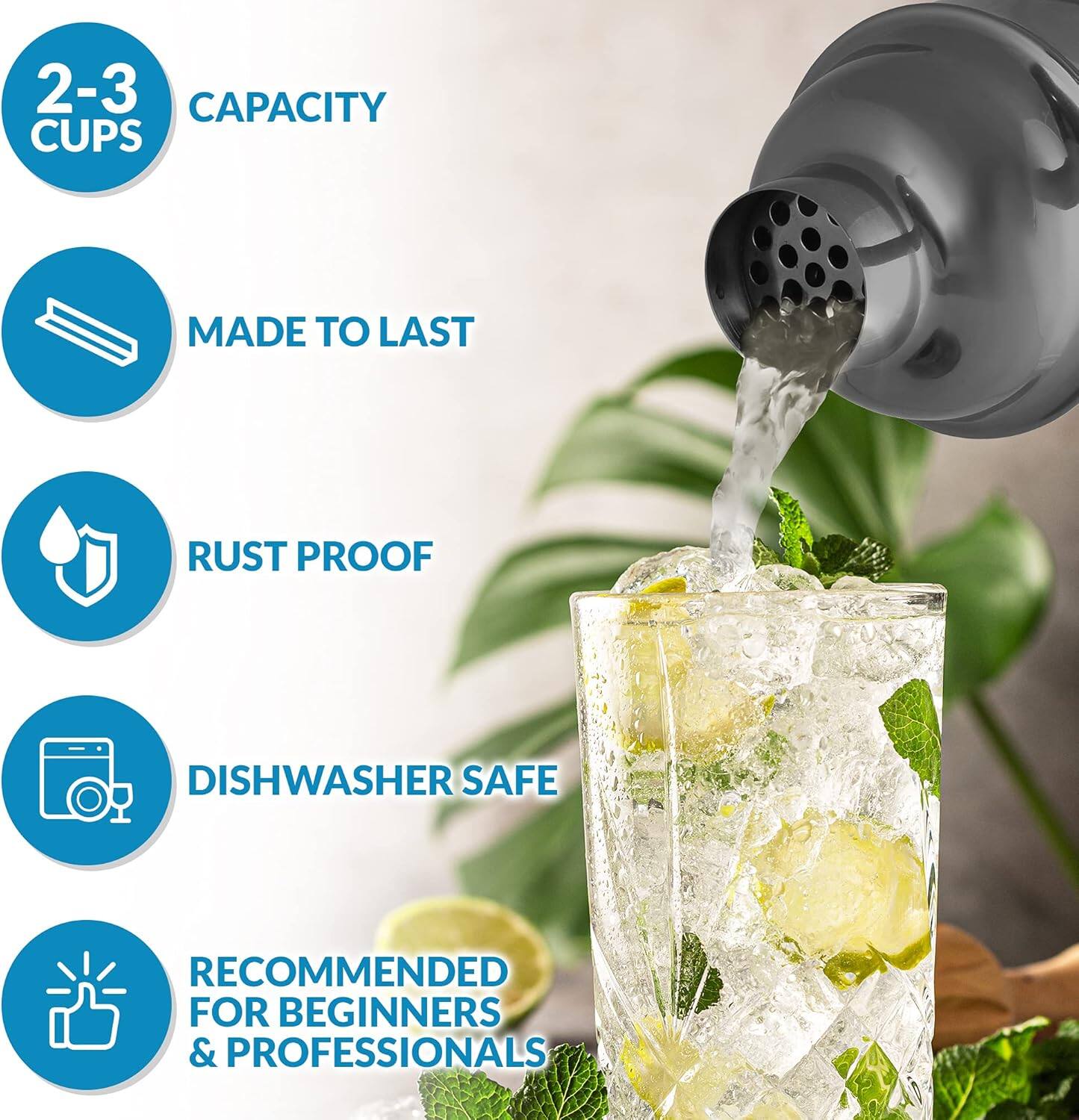 2-3 CUPS  
CAPACITY  
MADE TO LAST  
RUST PROOF  
DISHWASHER SAFE  
RECOMMENDED FOR BEGINNERS & PROFESSIONALS