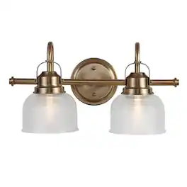 Jonathan Y - Virginia 17.25" 2-Light Metal/Glass LED Vanity Light - Brass Gold
