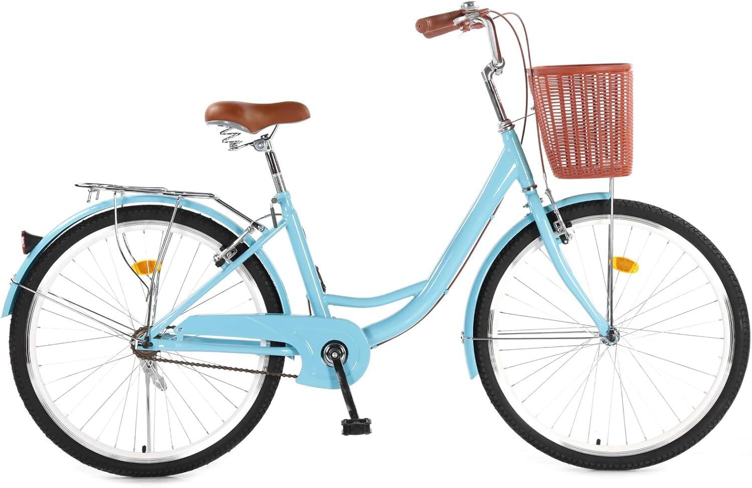 Angle. GARVEE - 24" Cruiser Bike Commuter Bike Beach Cruiser with Ergonomic Upright Design Comfort Commuter Bicycle - Blue.