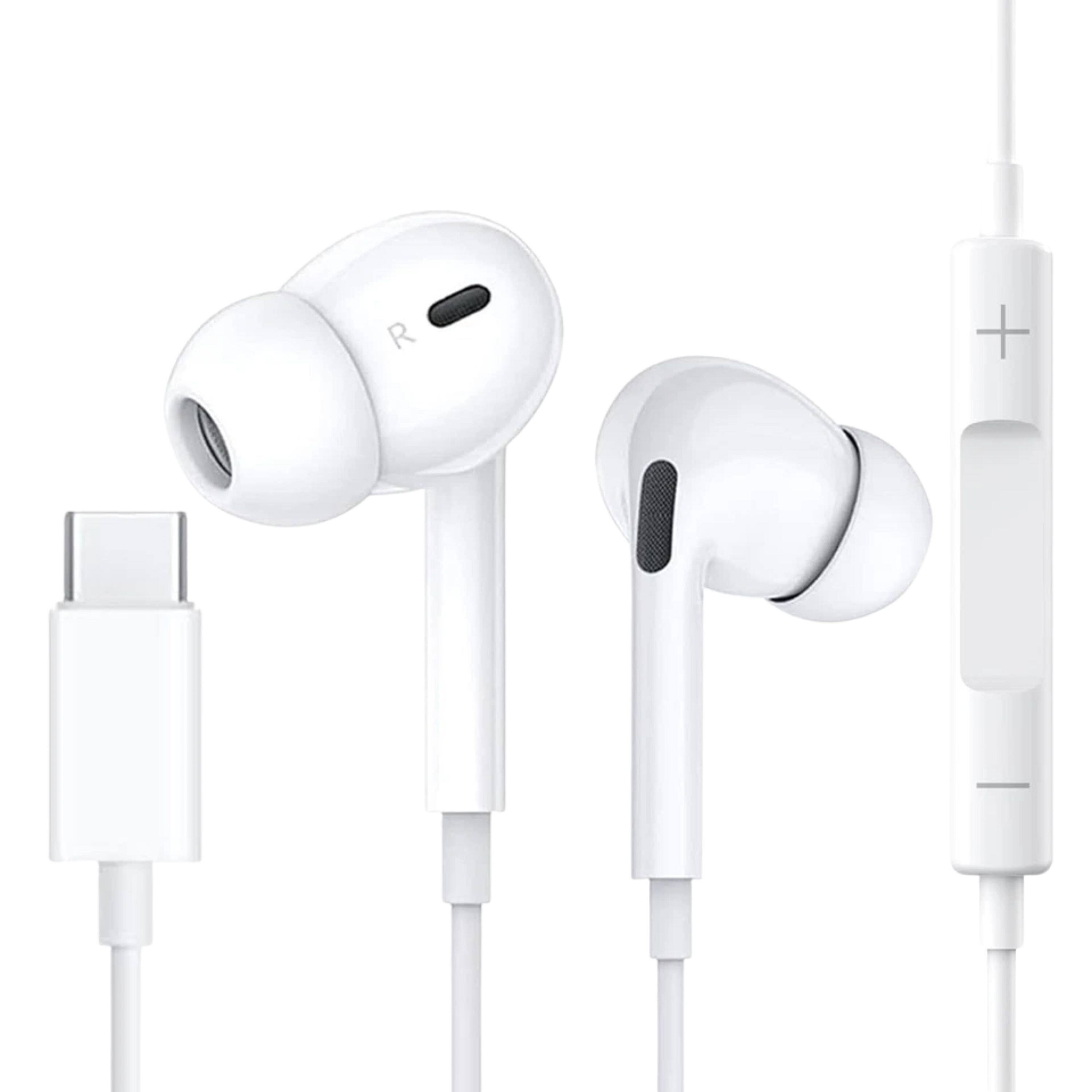 Front. Kitcheniva - Type C Wired Headphones With Microphone for iPhone 17 16 15 Pro Max Plus White - White.