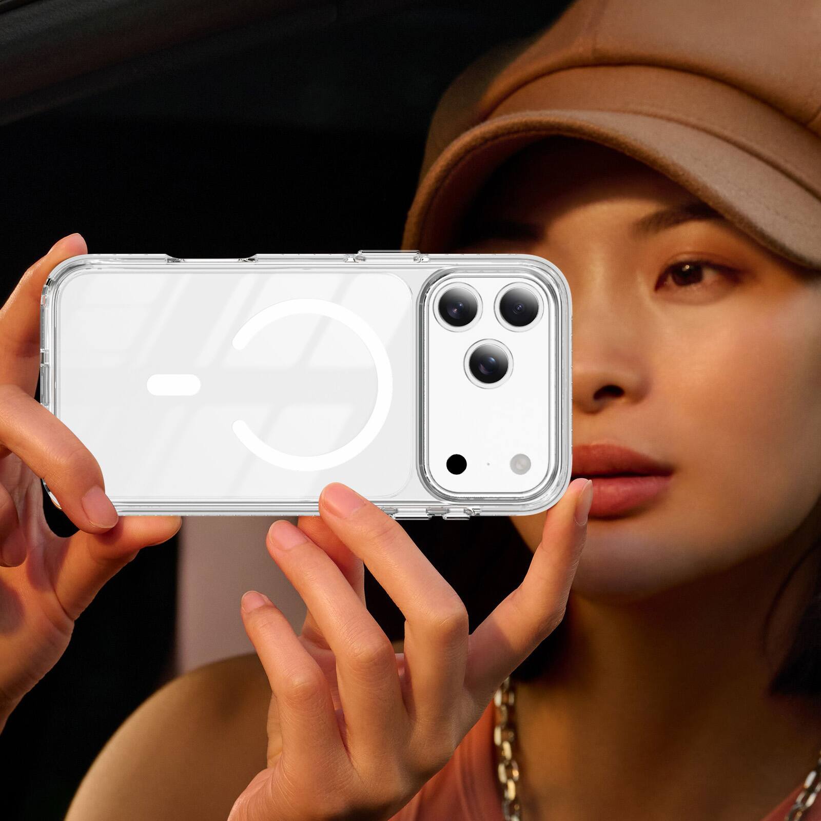 Alt View 3. UUCOVER - Magnetic Case for Apple iPhone 18 Pro, Compatible with MagSafe, Shockproof Anti-slip Bumper Anti-Scratch Clear Cover - White.