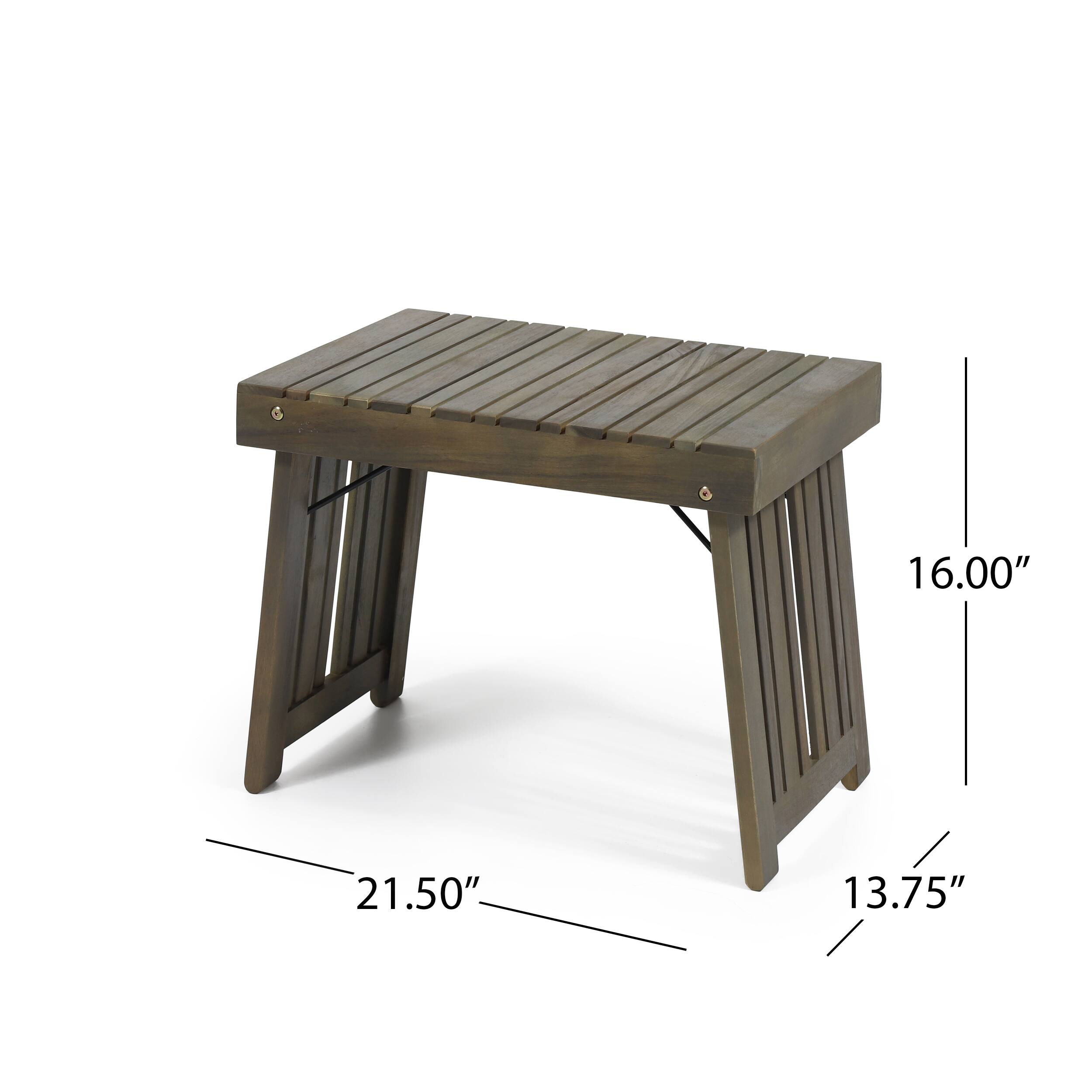 The dimensions of the table are:

- Length: 21.50"
- Width: 13.75"
- Height: 16.00"