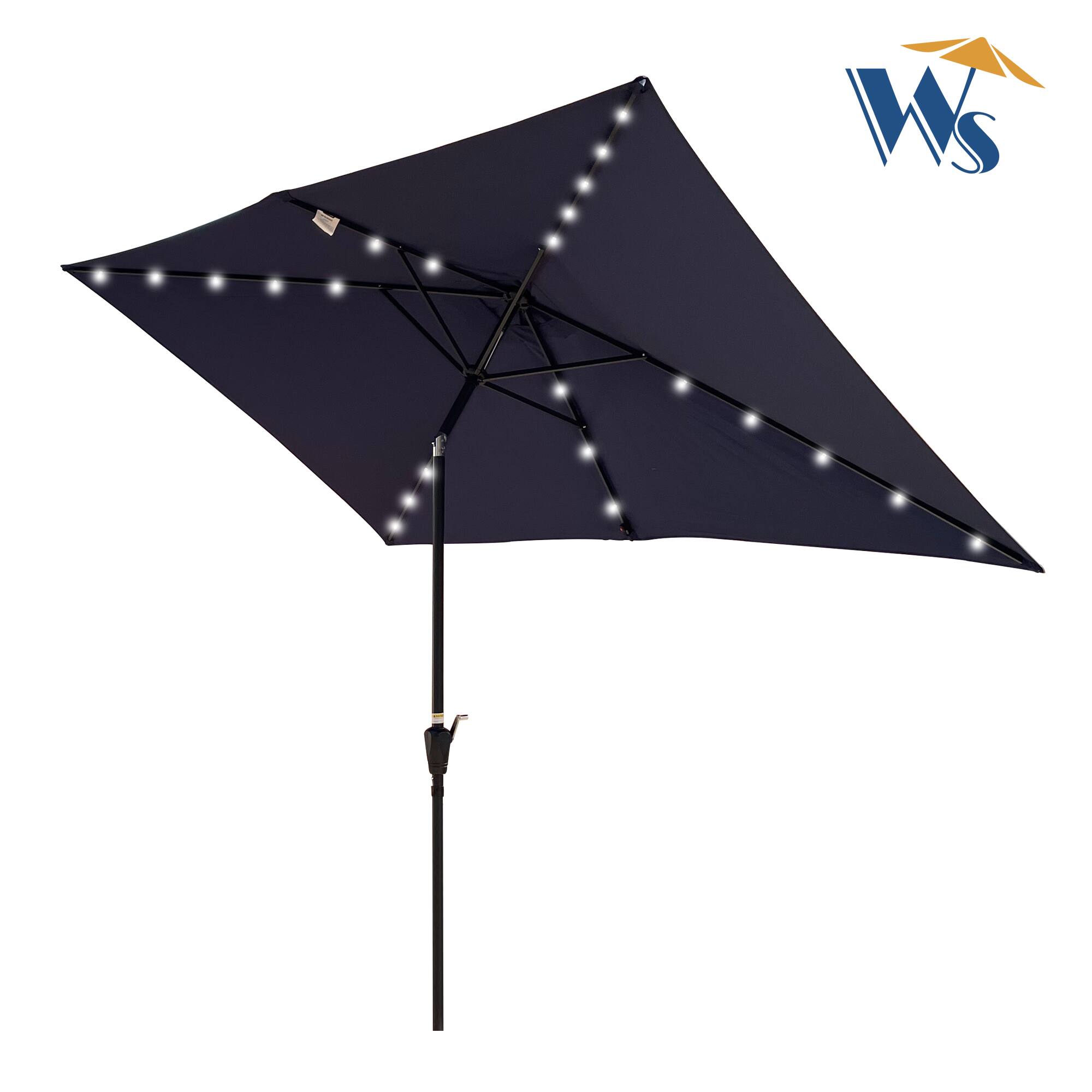 Alt View 2. Loheer - Loheer 10x6.5 Rectangular Patio Umbrella Solar LED Lighted Outdoor Umbrella with Crank Push Button Tilt.