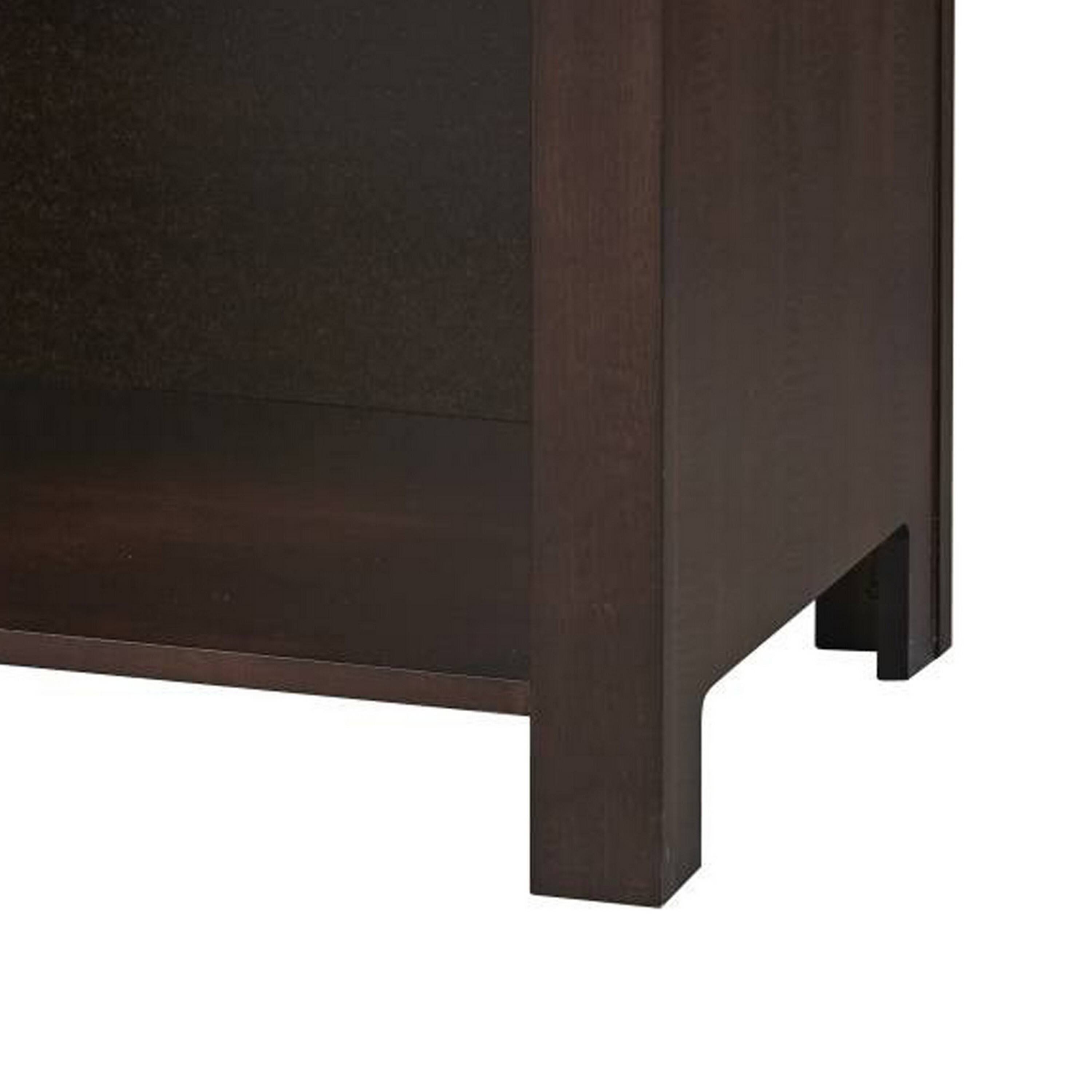 Back. Manhattan Lane - Wooden Nightstand with One Drawer and One Shelf - Brown.
