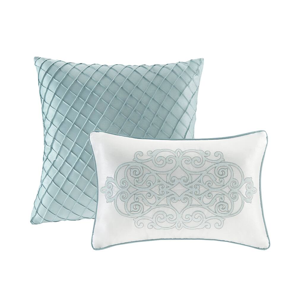 Alt View 3. Gracie Mills - Gracie Mills Tommie 12-Piece Damask Comforter Set with Cotton Bed Sheets - Blue.
