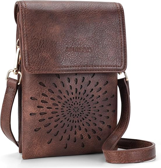 Vulpecula Spade - APHISON Small Crossbody Bags for Women Trendy, Leather Phone Wallet Purses Handbags Card Slots with Adjustable Strap - 2-coffee