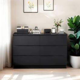Forest'nSky - 6 Drawer Dresser with Spacious Countertop and Concealed Handles for Bedroom - Black