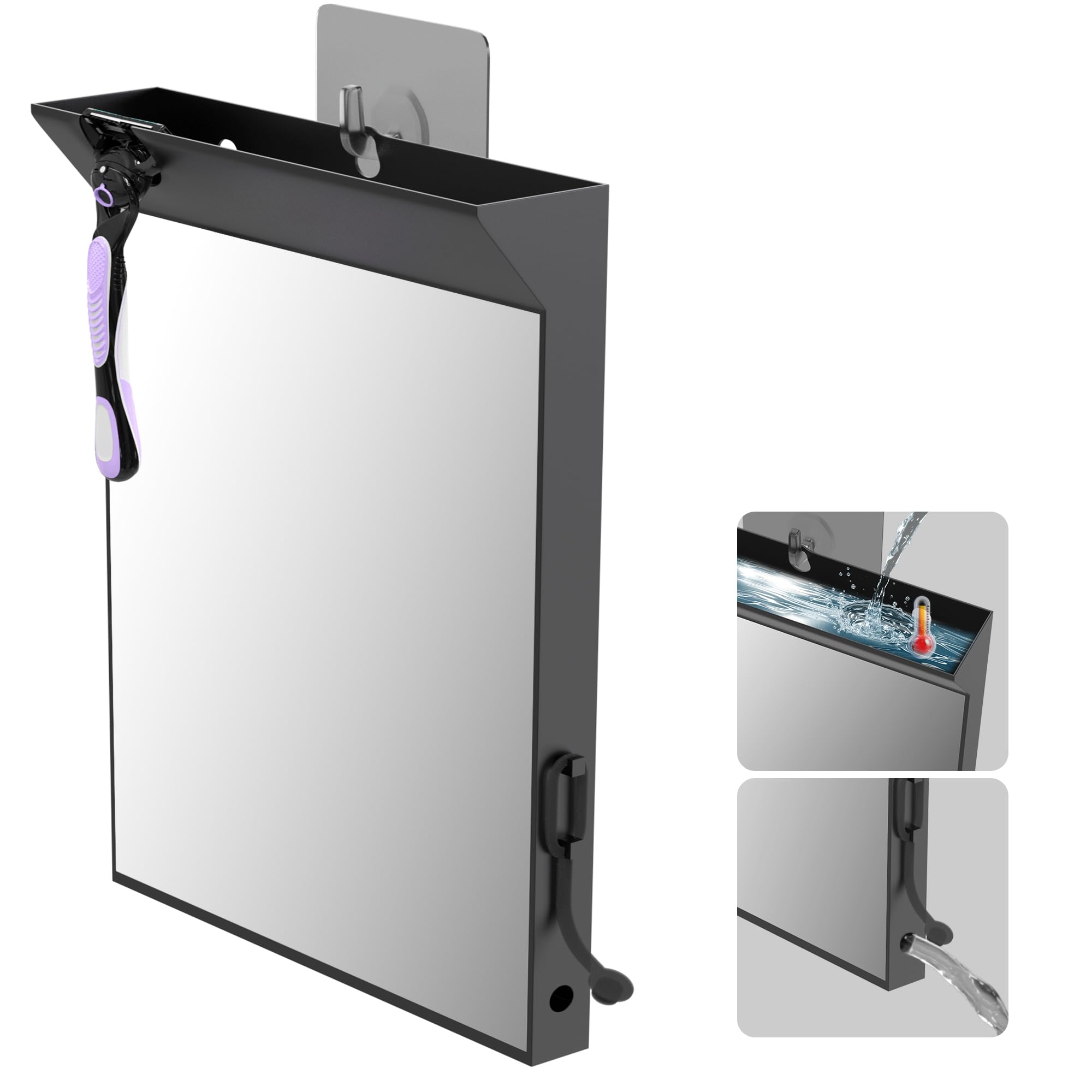 Earthley Blooms - Wall Mount Anti Fog Mirror For Shower Bathroom Hot Water Defogging Mirrors Shaving Women Makeup Heated Ha - Default