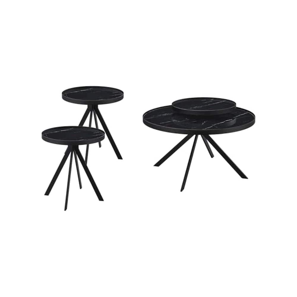 Coaster Co. of America - Briggs 3-piece Round Coffee and End Table Set - Black