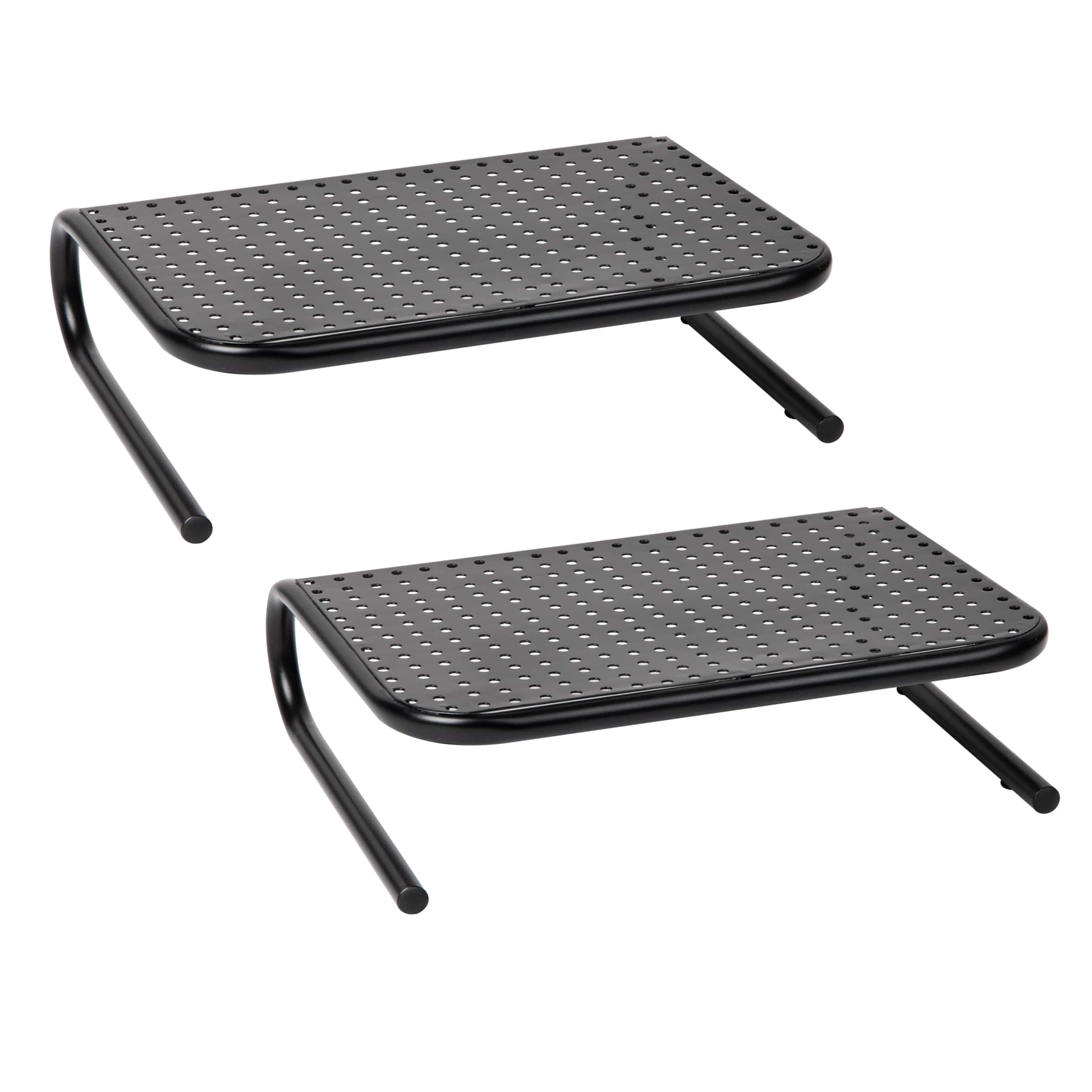 Alt View 17. Mind Reader - Monitor Stand, Ventilated Laptop Riser, Desktop Organizer, Metal, 14.5"L x 11.25"W x 4.25"H, Set of 2 - Black.
