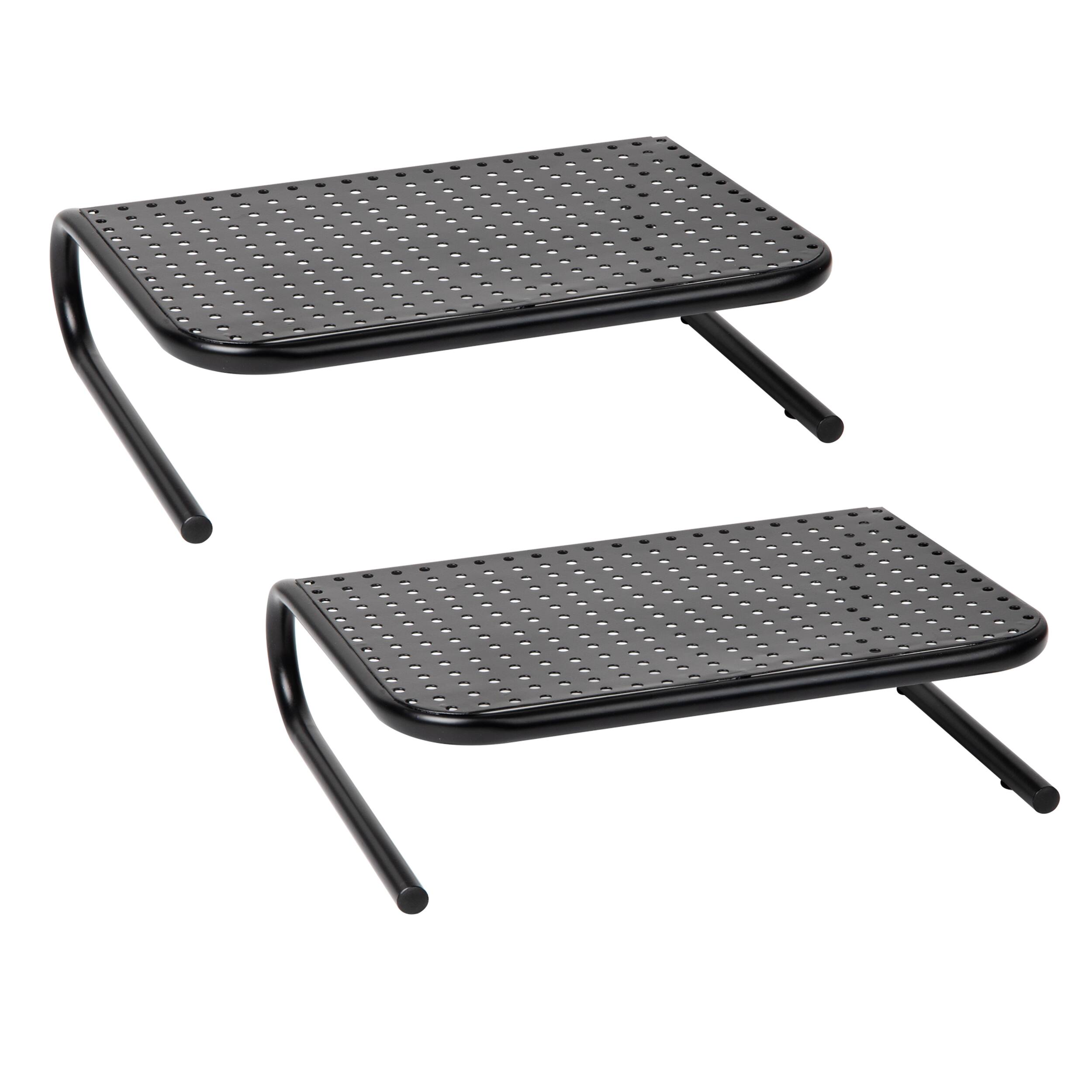 Alt View 17. Mind Reader - Monitor Stand, Ventilated Laptop Riser, Desktop Organizer, Metal, 14.5"L x 11.25"W x 4.25"H, Set of 2 - Black.