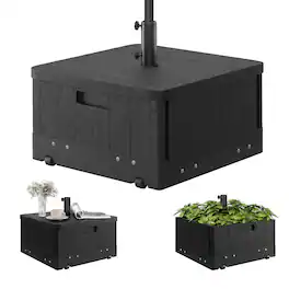 Outsunny - Outdoor Umbrella Base, Coffee End Table, Flower Box Planter - Black