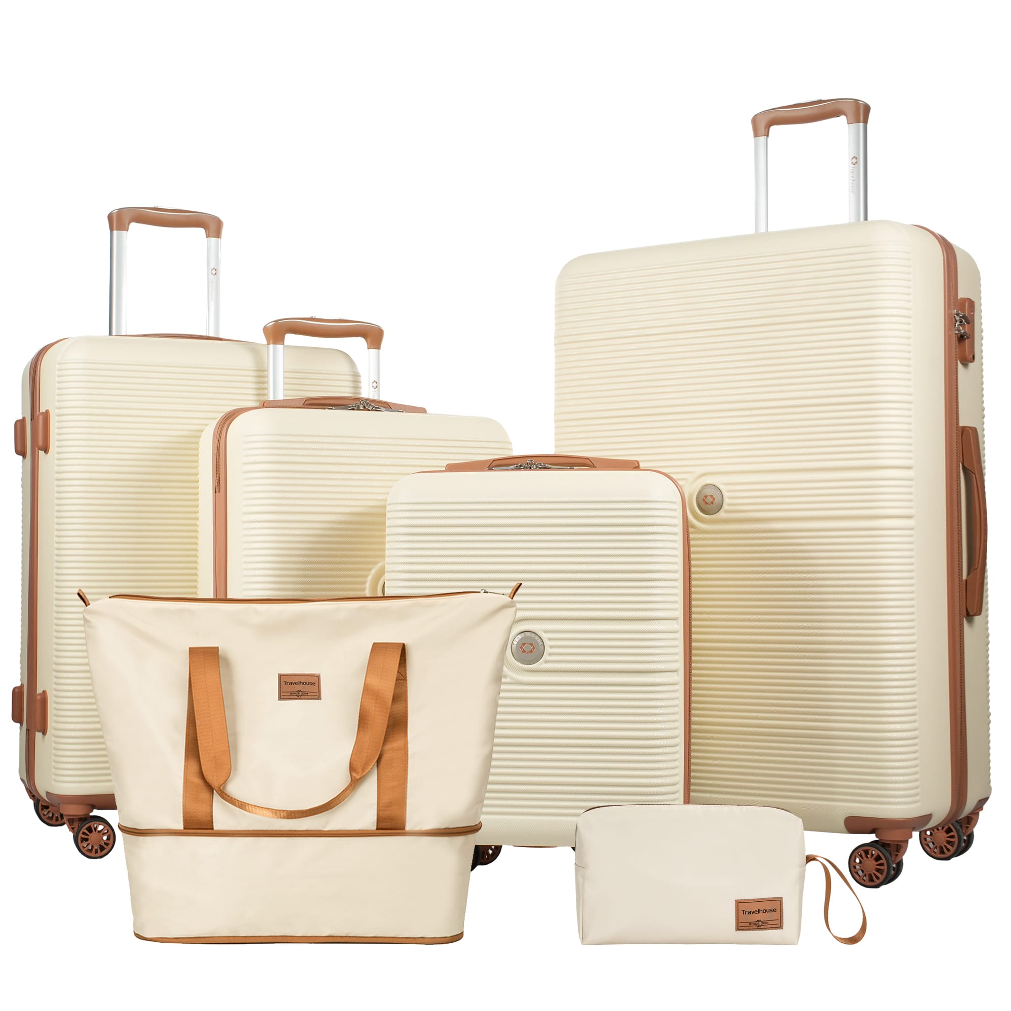 Travelhouse 6‑Piece Hardshell Luggage Set, Striped Lightweight