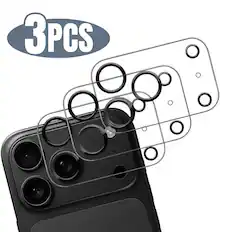 Front. Qixxronics - 3 Pack Qixxronics Camera Lens Protector Compatible with iPhone 17 Pro Camera Lens Tempered Glass Protector - Clear.