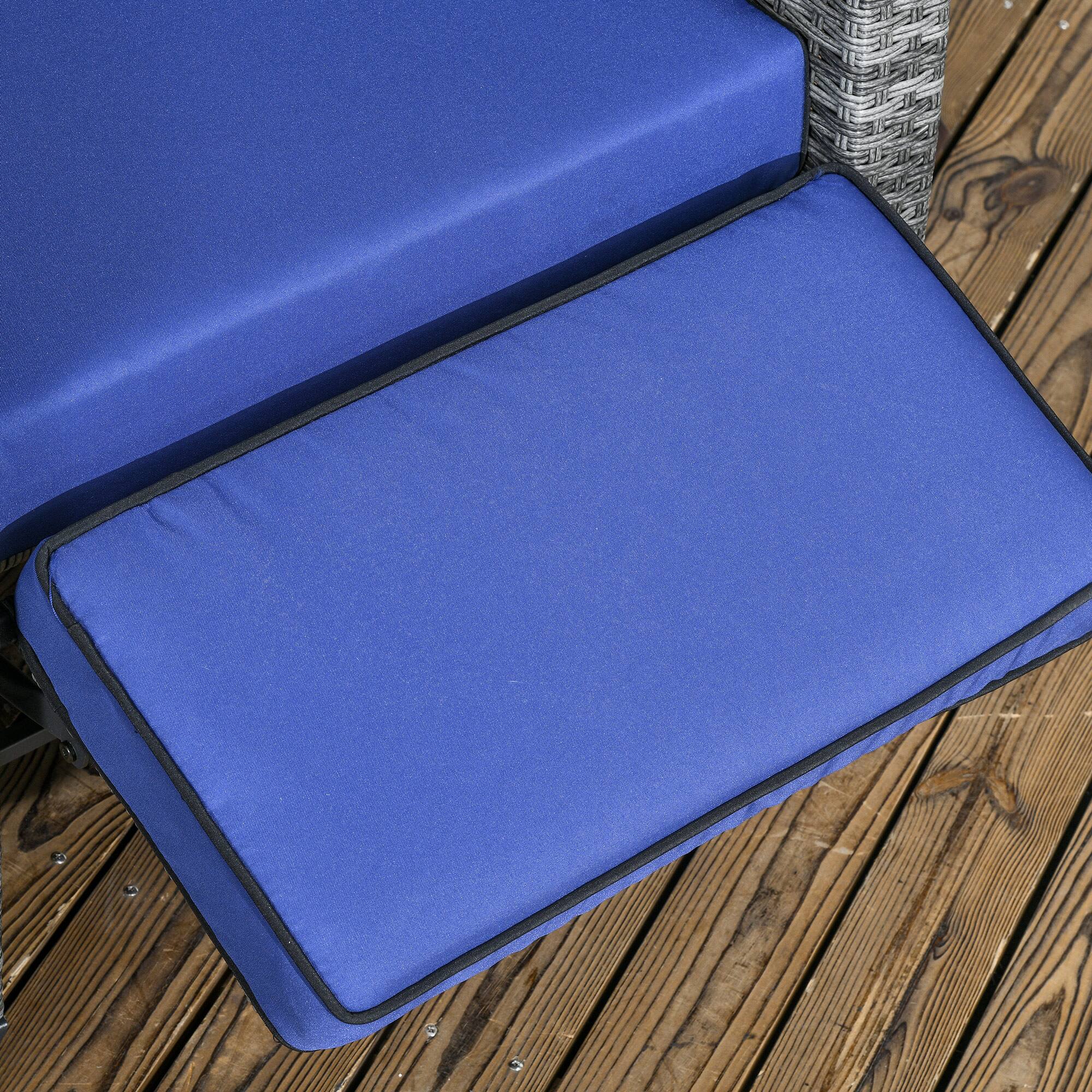 Alt View 8. Outsunny - Outdoor Recliner Chair with Cushions, PE Wicker Reclining Patio Lounge Chair with Adjustable Footrest, Armrests - Blue.