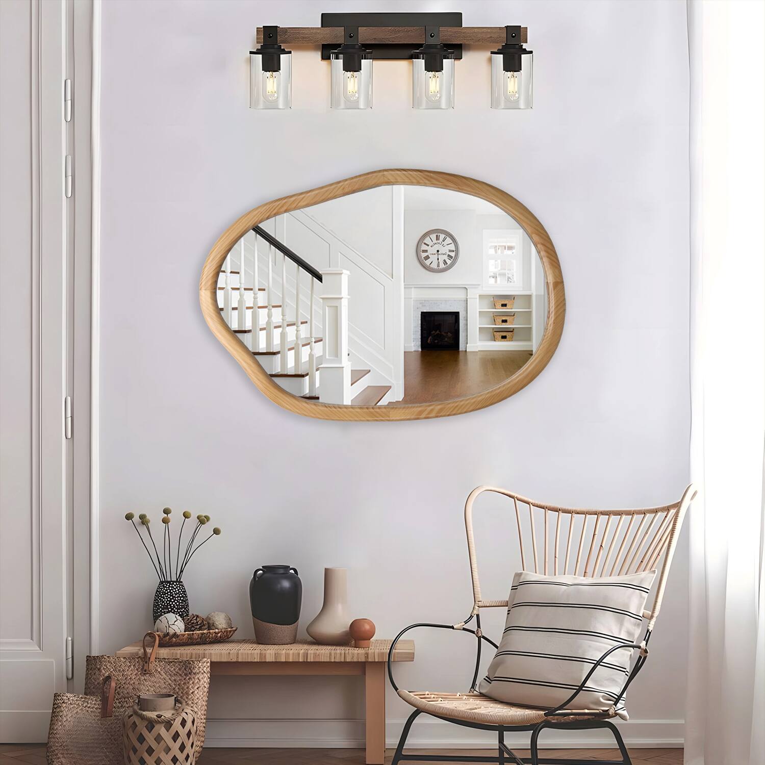 Alt View 4. PAIHOME - Irregular Wall Mirror Decorative, Asymmetrical Mirror for Wall Decor, Wavy Accent Mirrors for Bathroom Bedroom 32"x22".