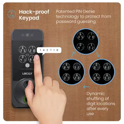 Lockly - Visage Smart Lock Wi-Fi Deadbolt Keyway/Fingerprint/Facial Unlock - Matte Black - Matte Black