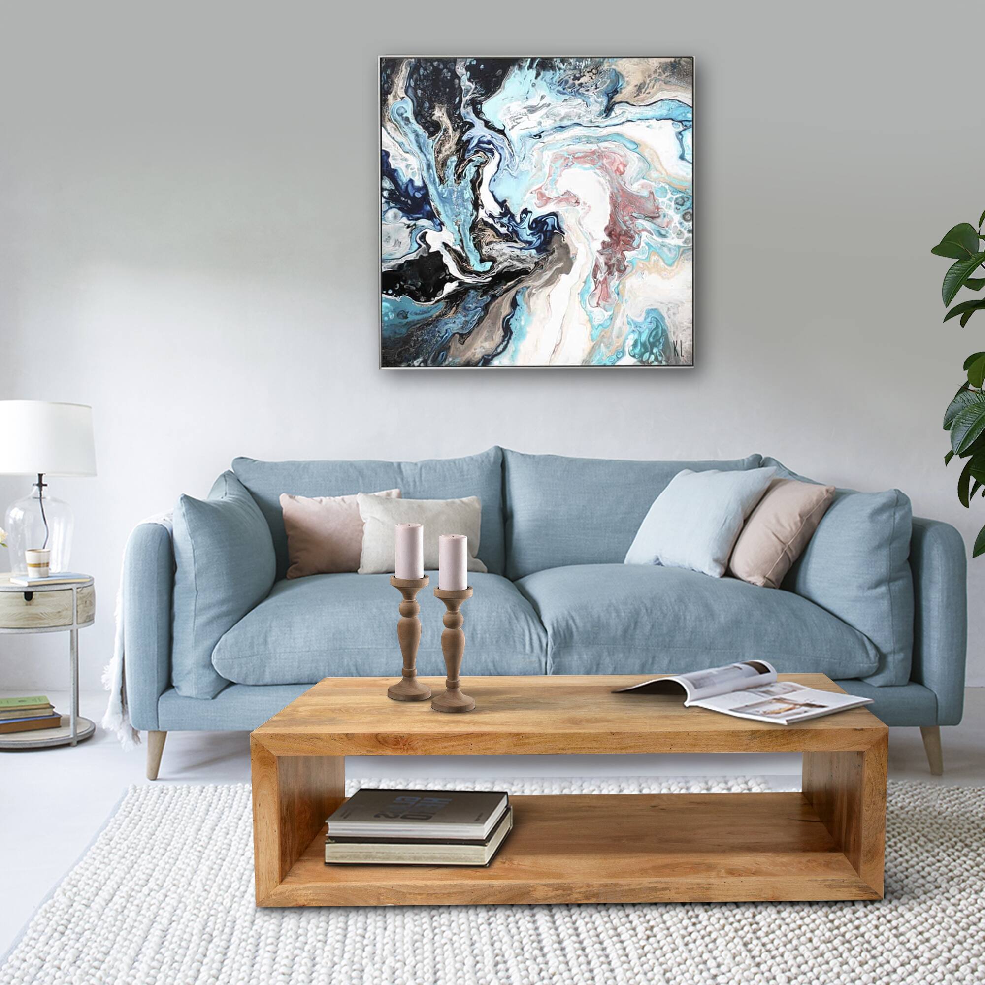 Alt View 2. Manhattan Lane - Keli 58 Inch Mango Wood Coffee Table, Open Cube, 1 Shelf - Brown.