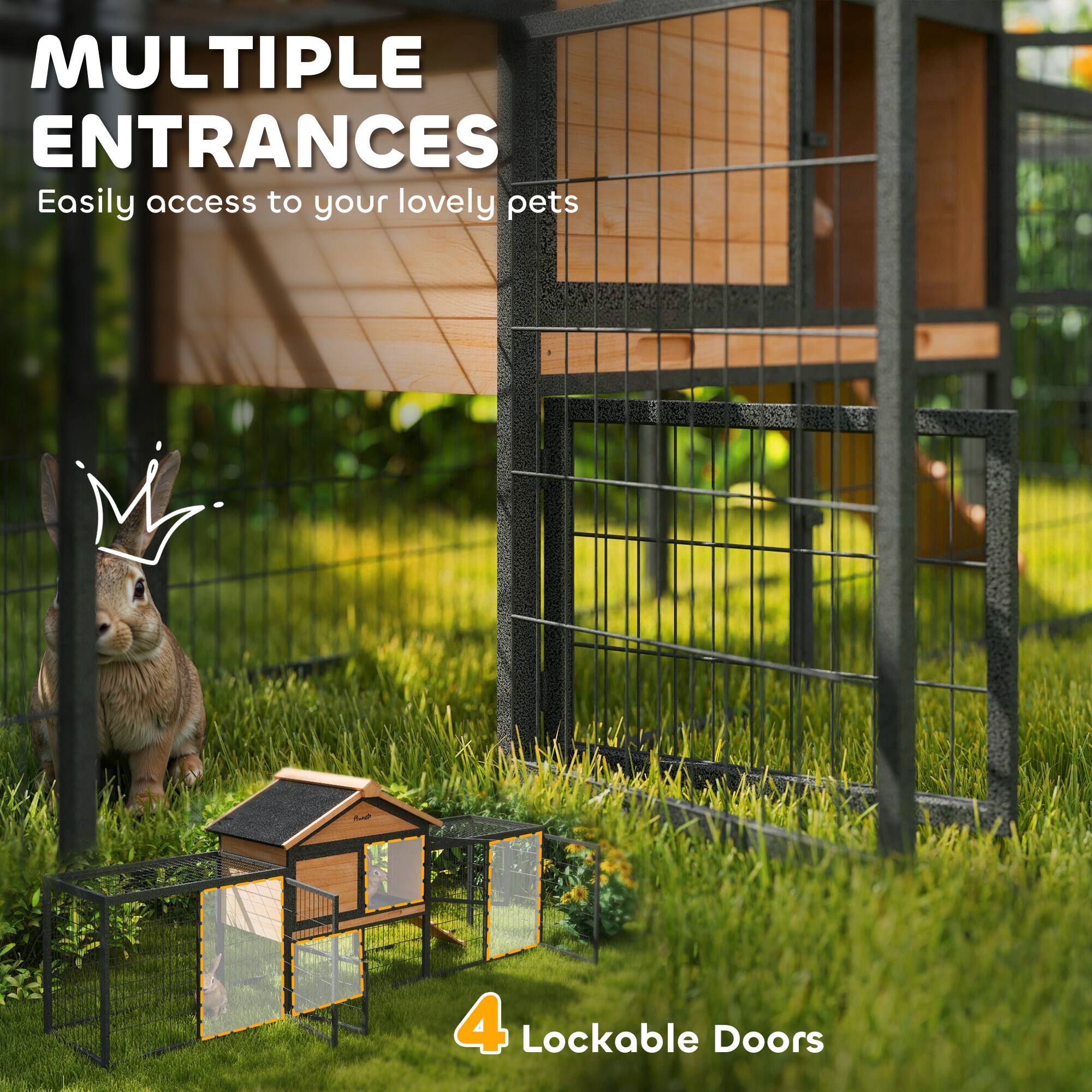 MULTIPLE ENTRANCES  
Easily access to your lovely pets  

4 Lockable Doors
