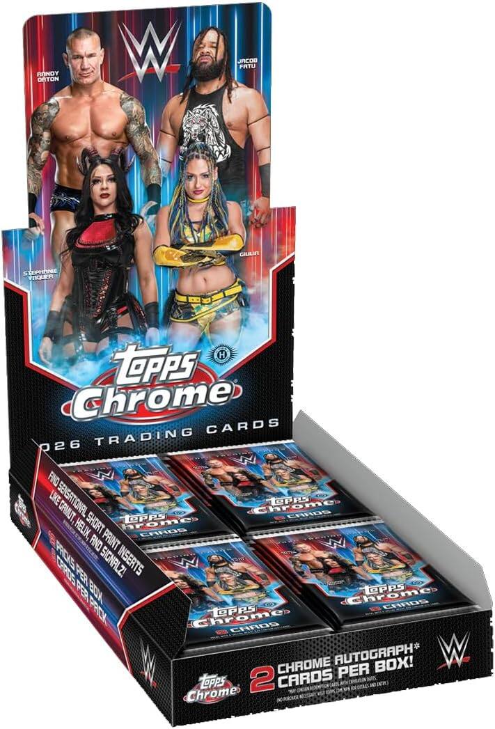 Topps - Chrome WWE 2026 Trading Cards Hobby Box, 2 Chrome Autograph Cards per Box