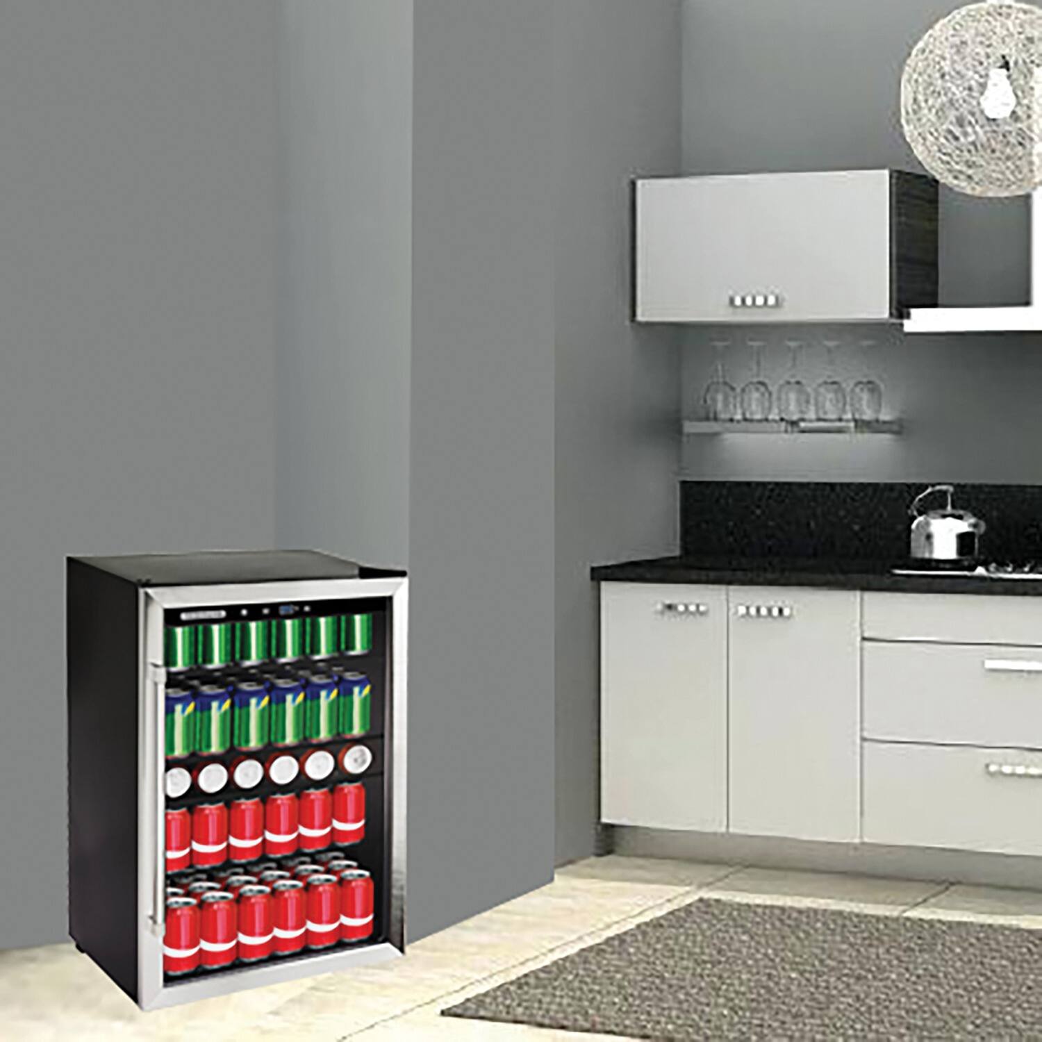 Alt View 2. Frigidaire - Frigidaire Efmis155 4.4-cu-ft. 126-can Stainless Steel Door Beverage Center Compact Refrigerator - black.