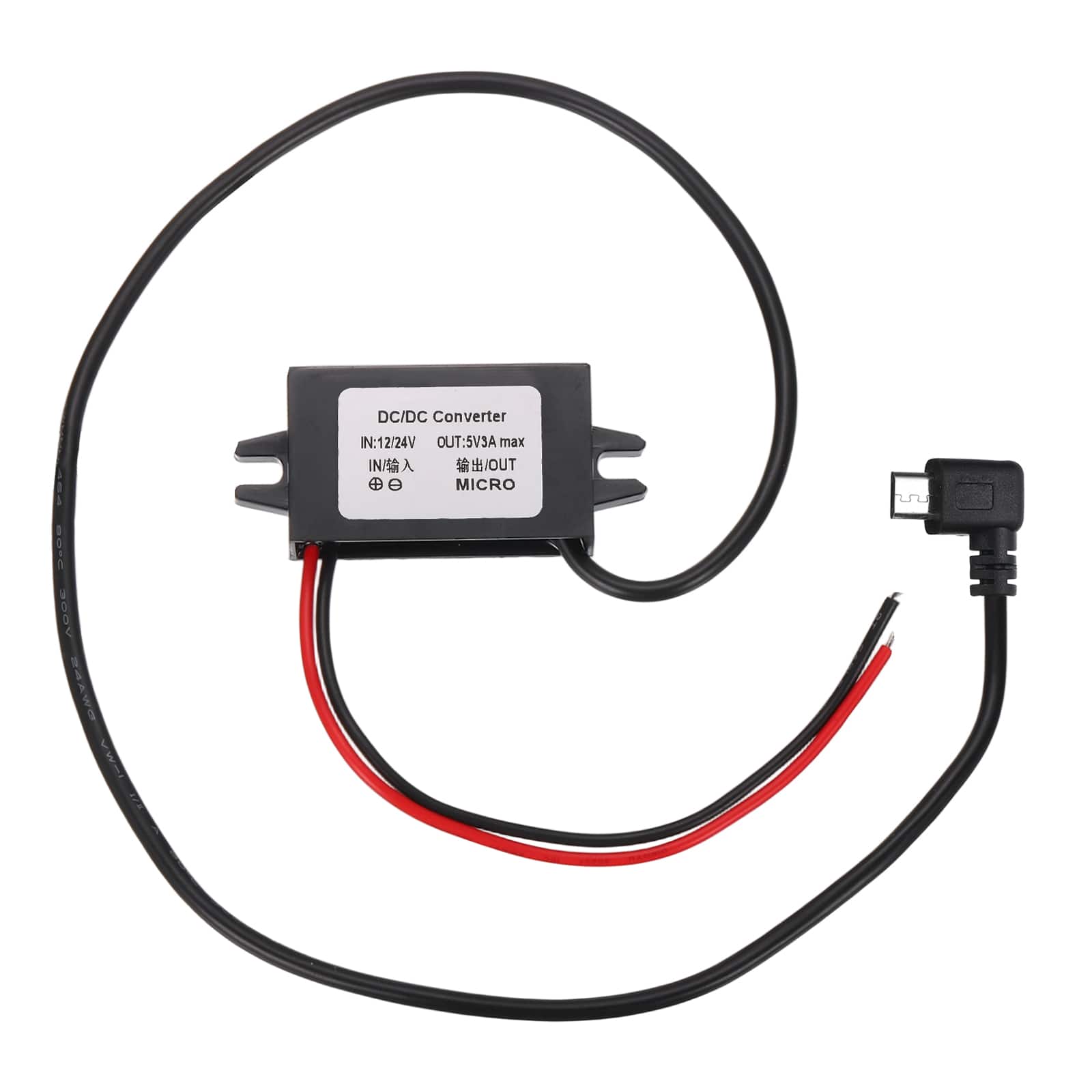 Unique Bargains - DC 12/24V to 5V 3A 15W Step Down Converter with Micro USB Left Angle Connector for Car Truck Solar - Black price history on PriceWatchPro
