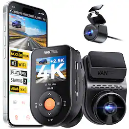 Vantrue - S1 Pro Max 4K+2.5K Front&Rear Dashcam, ADAS & BSD, Dual STARVIS 2, Night Vision, Parking Mode, 5G WiFi&GPS - Black