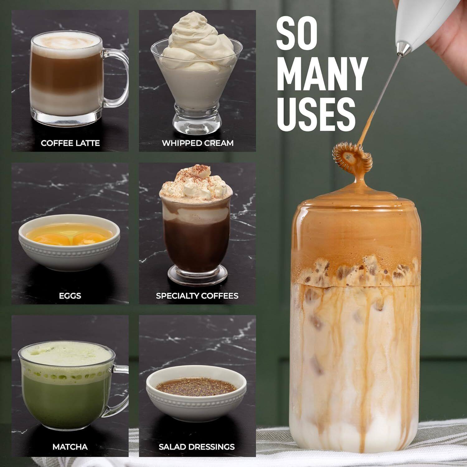 COFFEE LATTE, WHIPPED CREAM, SPECIALTY COFFEES, MATCHA, SALAD DRESSINGS, EGGS